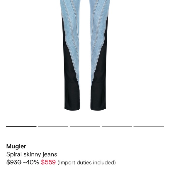 Mugler Stretch Jersey Trim Denim
Spiral skinny jeans Size 34 - Picture 9 of 9